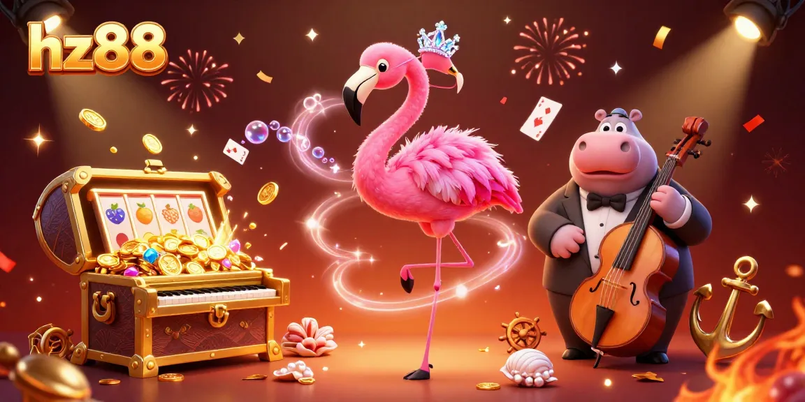 Experience fiery casino vibes with the vibrant hz88 lounge singer flamingo scene filled with treasures.