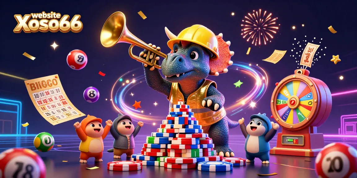 Engage with the exciting lottery action at website Xoso66 in this vibrant celebration illustration.