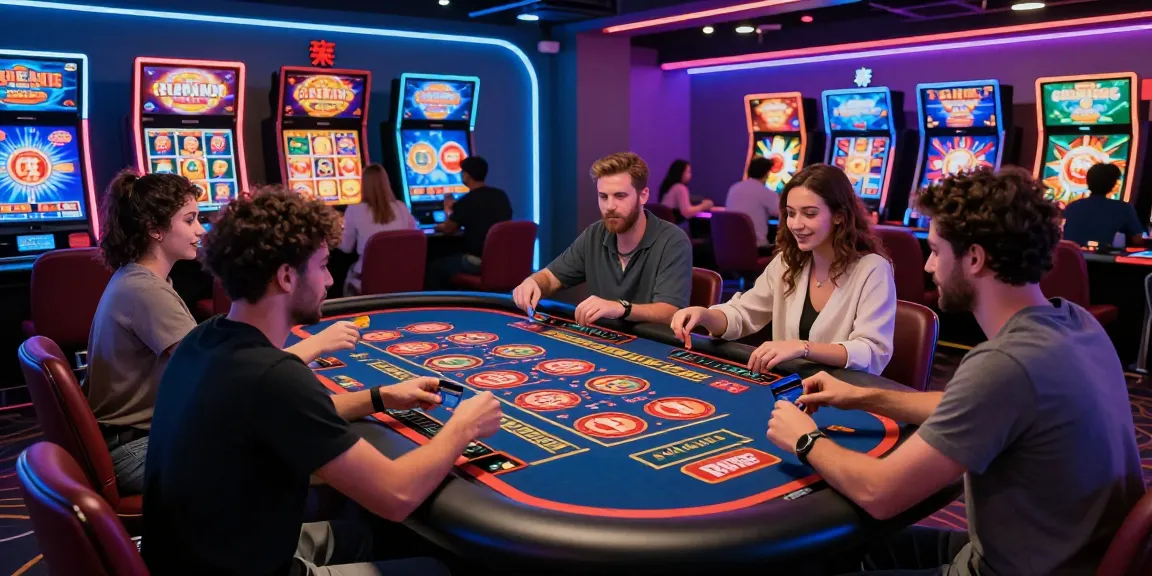 Players at a digital gaming table using casinos that take credit cards for deposits in a vibrant online casino.